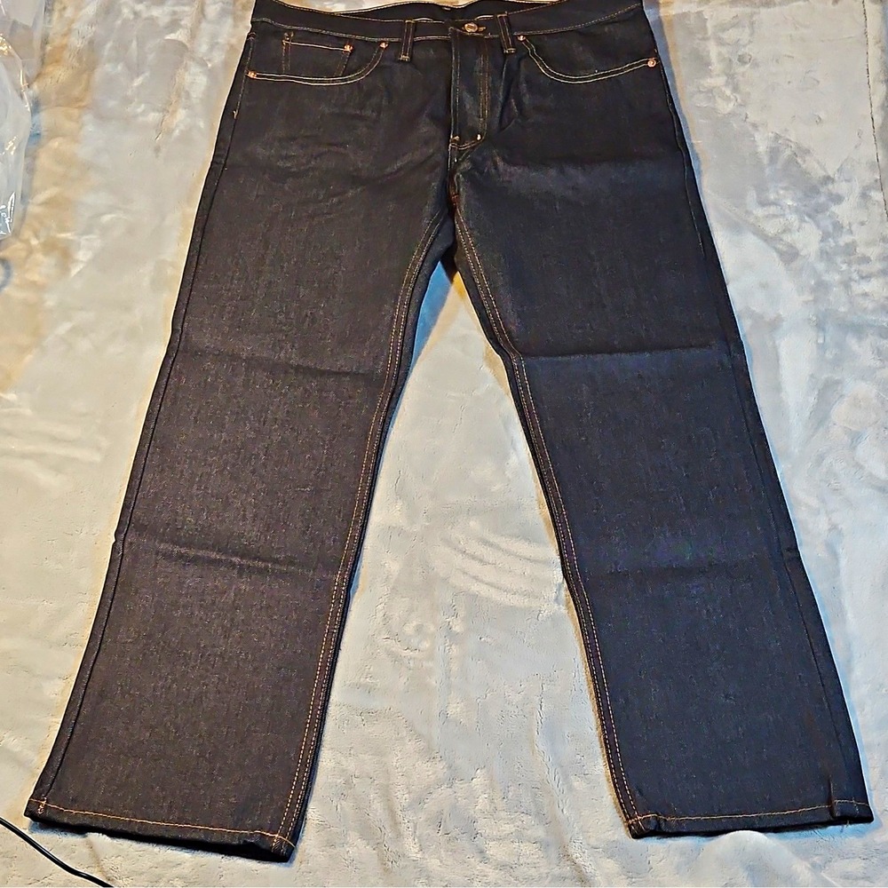 Levi's Dark Wash Blue Denim Straight Leg Jeans Button Fly Men's Regular Fit